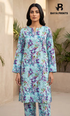 2PC Unstitched Printed Lawn Suit -Orlina