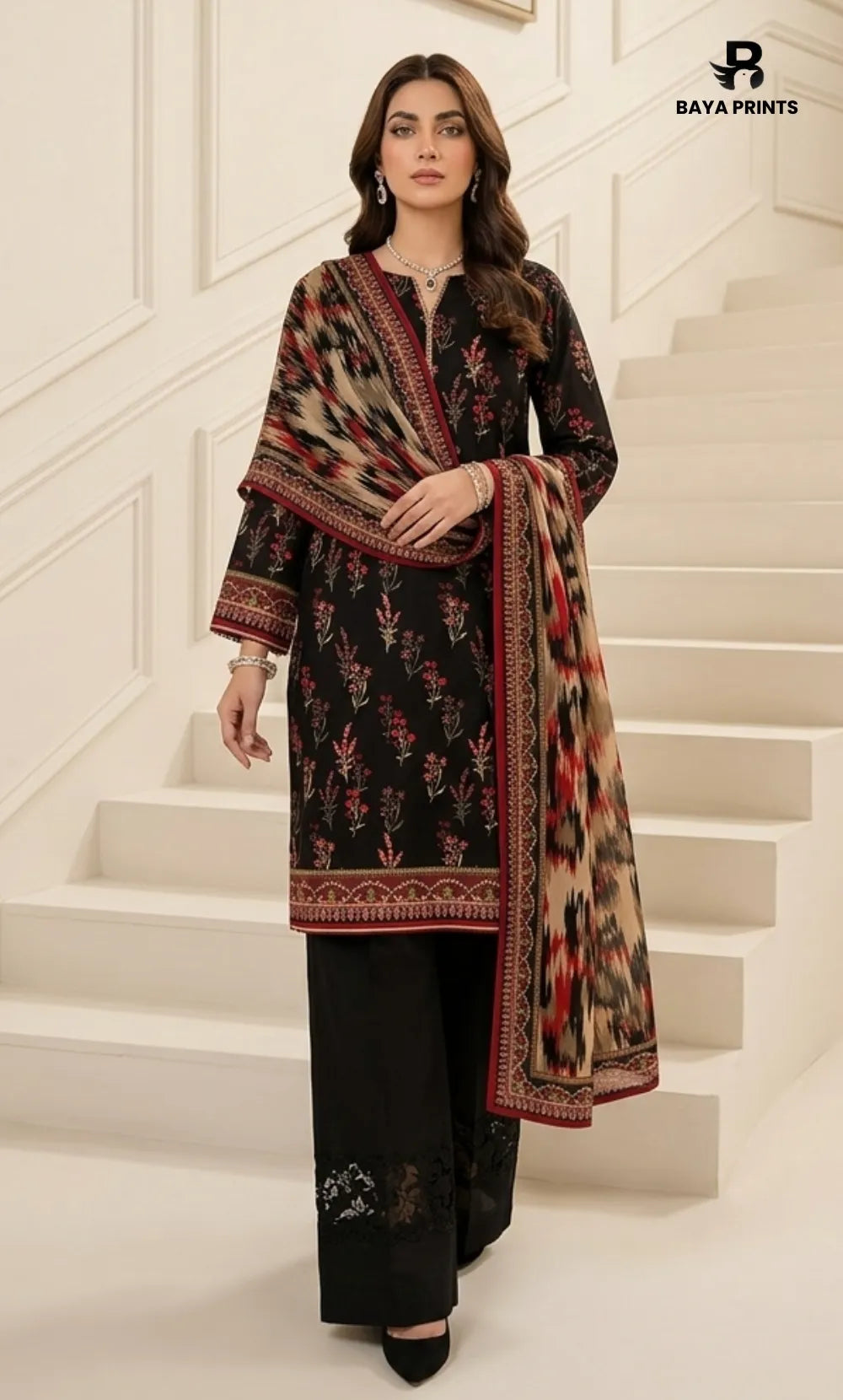 3PC Printed Lawn | Unstitched | BA-V25