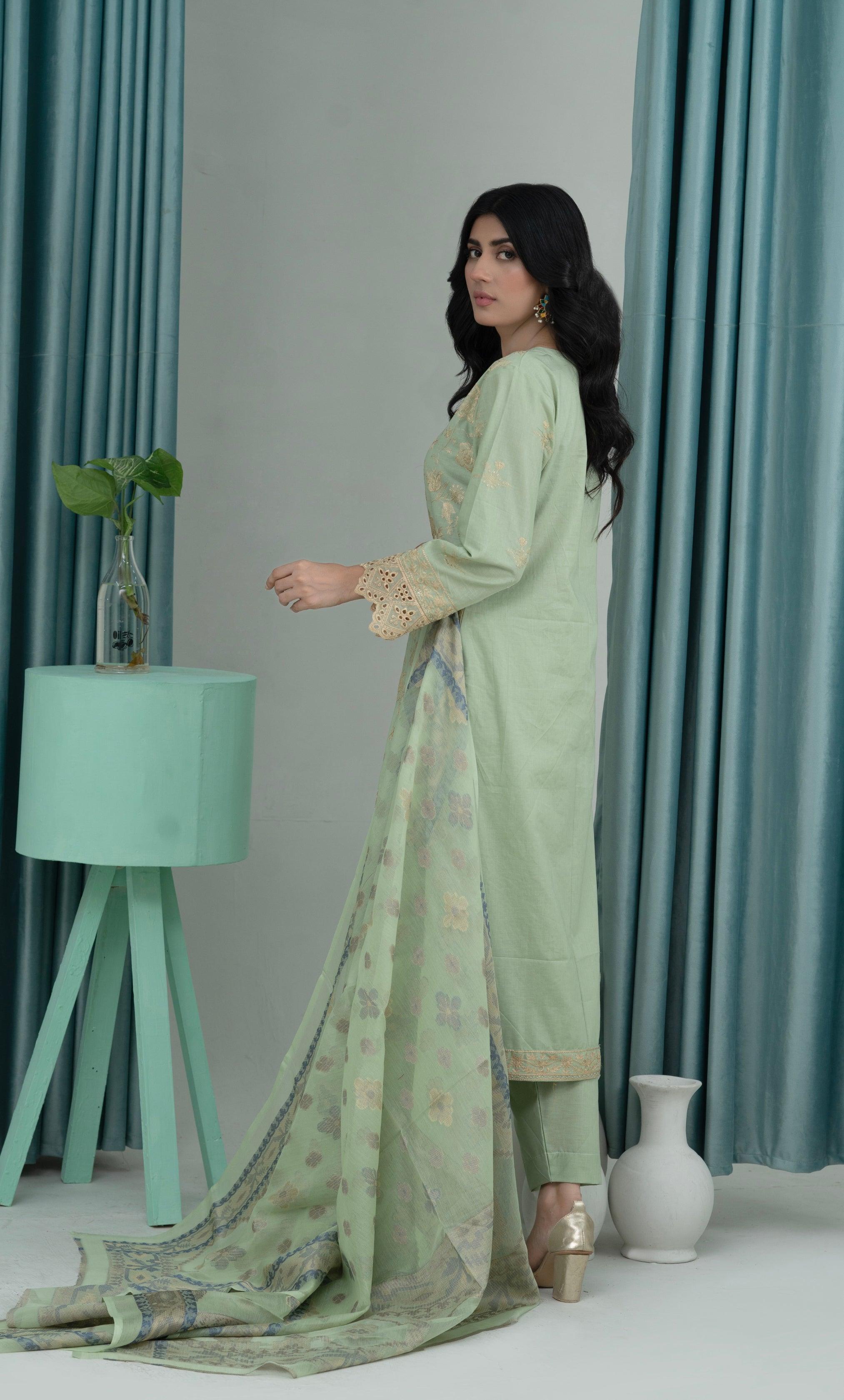 3PC Embroidered Unstitched Lawn Suit -Z 07