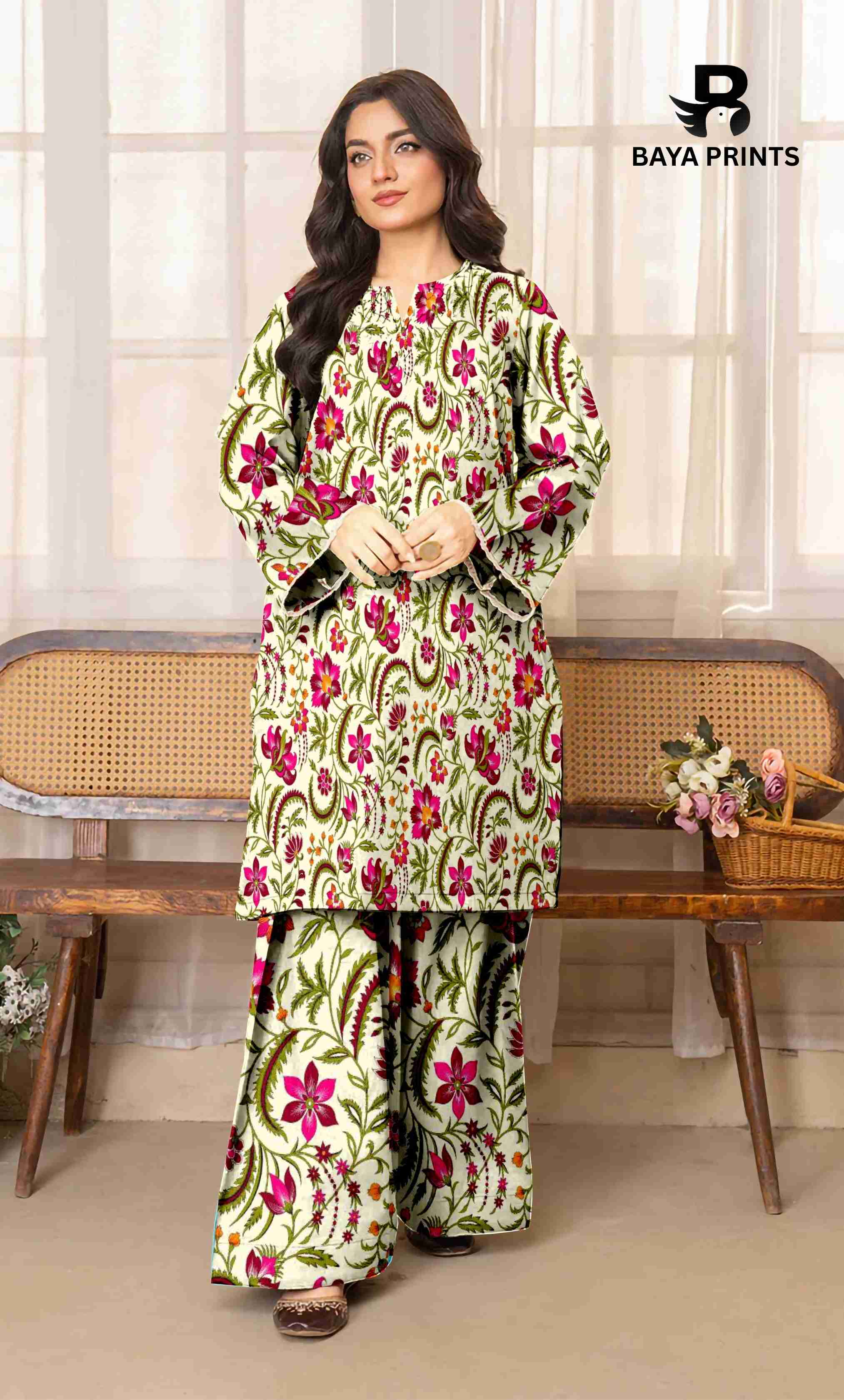 2PC Unstitched Printed Lawn Suit - BA-V7-25