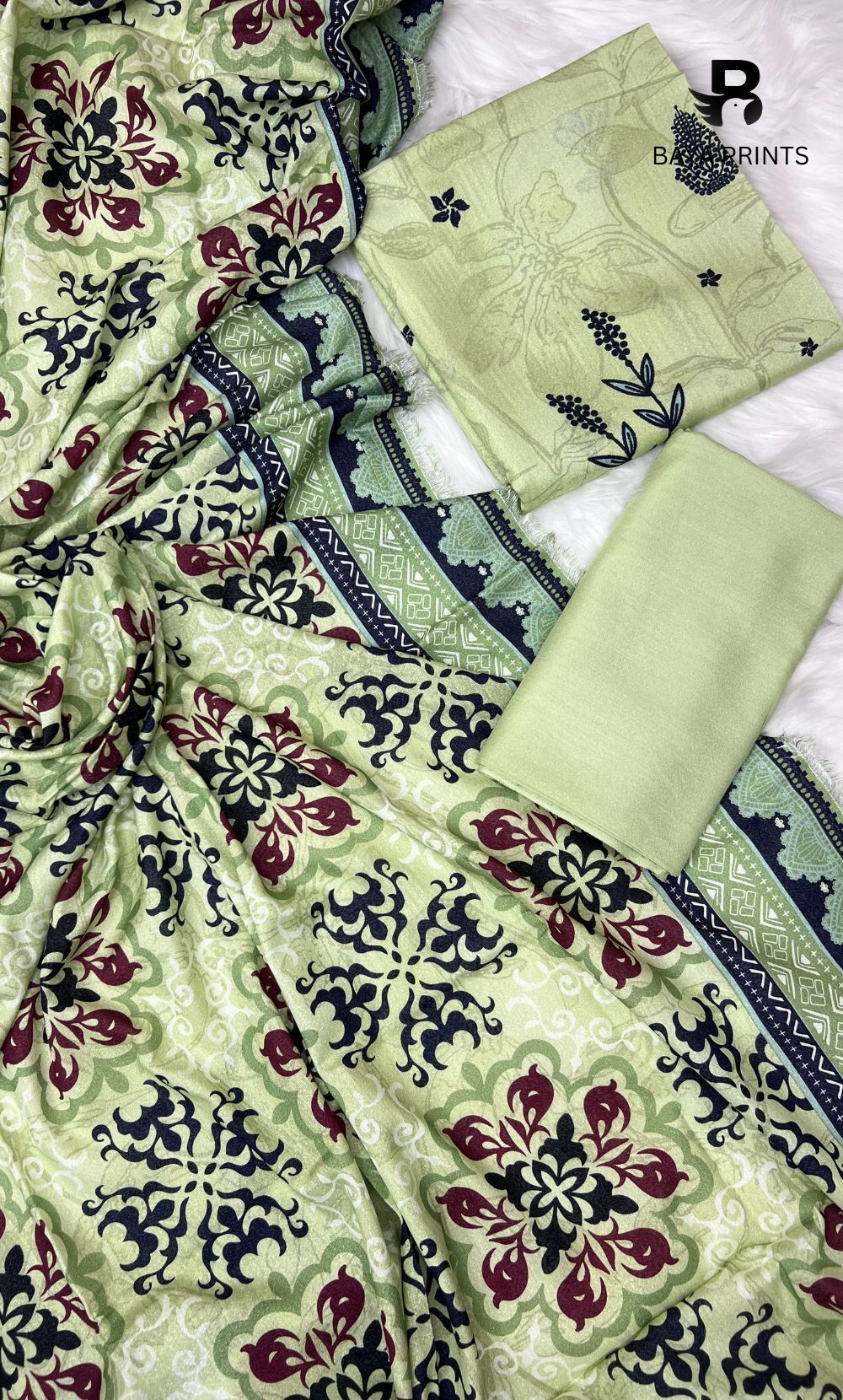 3 Piece Unstitched Karandi Suit BA-V5 001