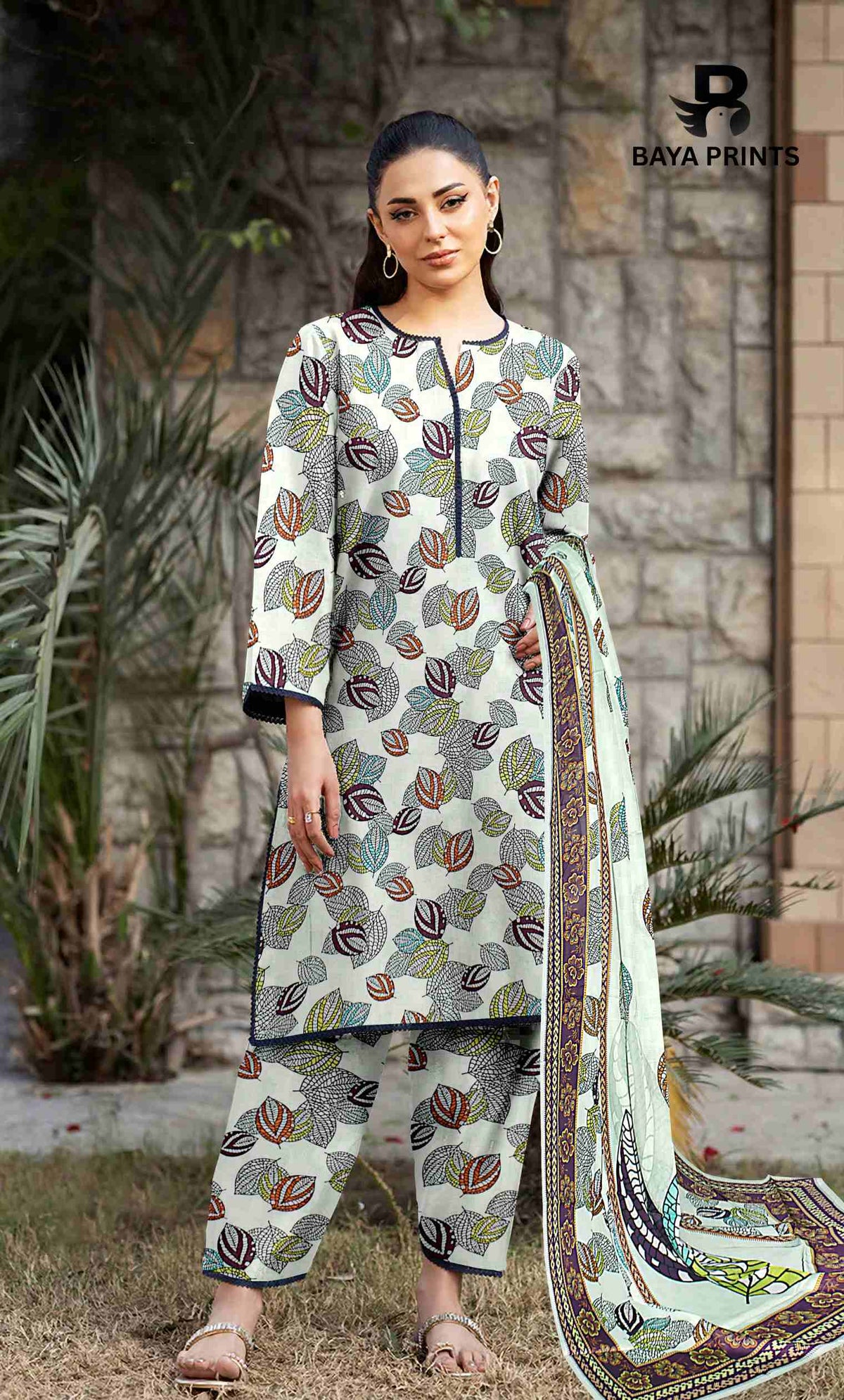 3 Piece Unstitched Printed Lawn Suit -BA-V9