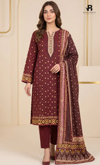 3PC Printed Karandi | Unstitched | BA-V2-01