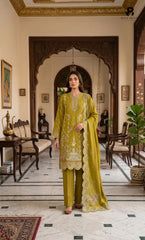 3PC Premium Embroidered Dhanak | Unstitched | Naqsh-e-Zar -01