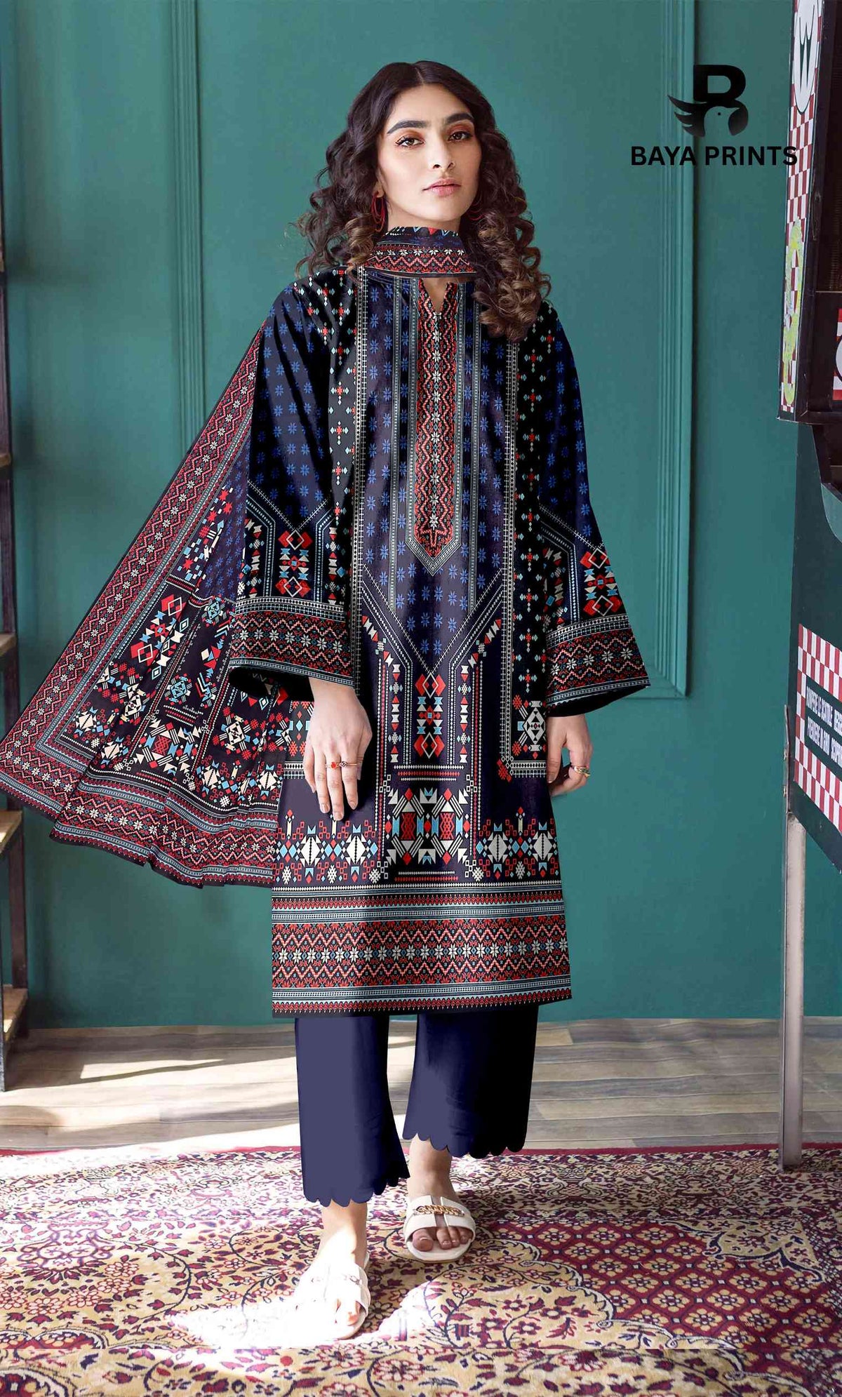3 Piece Unstitched Printed Lawn Suit -BP-V2-1
