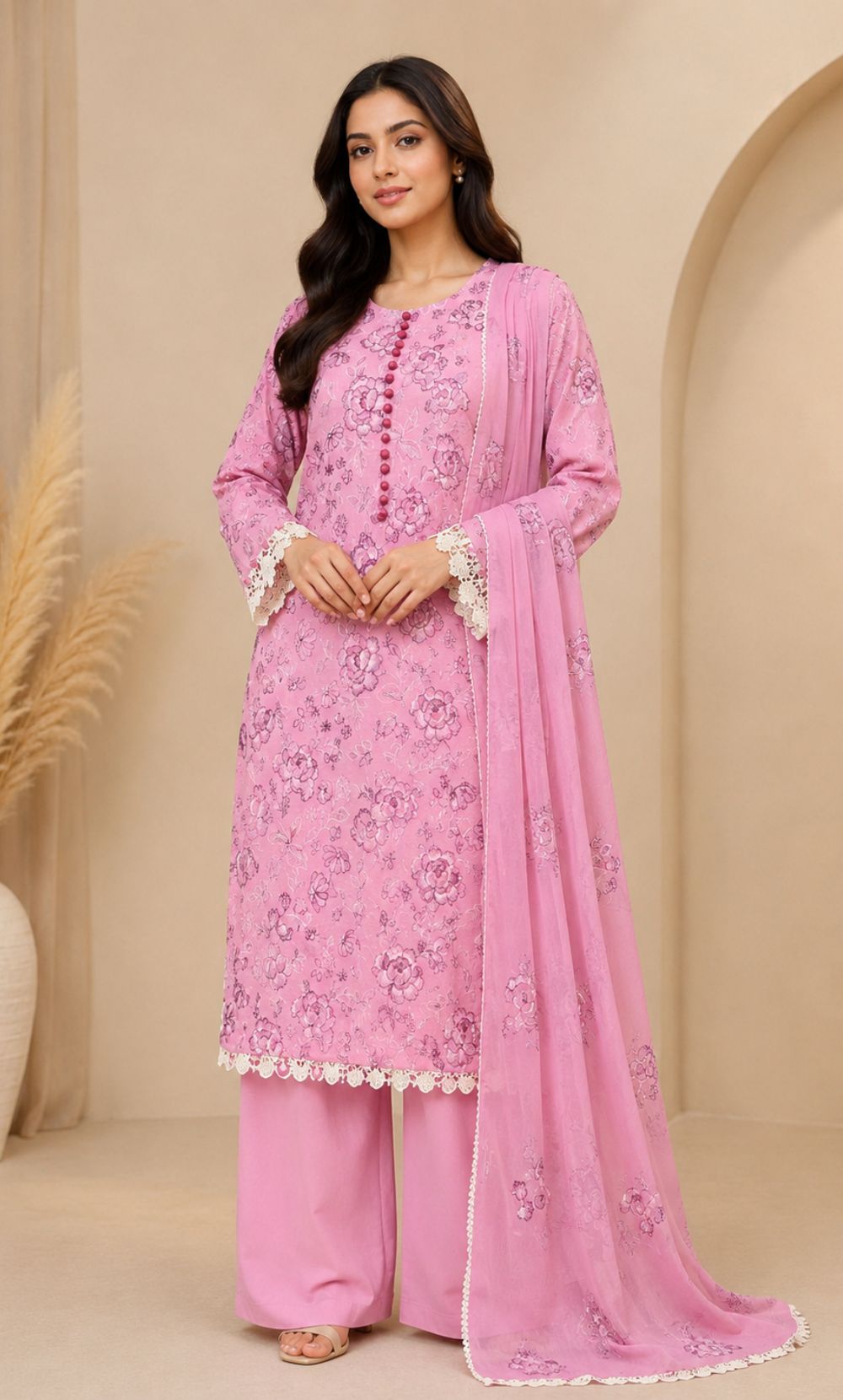 3PC Embroidered Unstitched Lawn Suit | Nafasat-02
