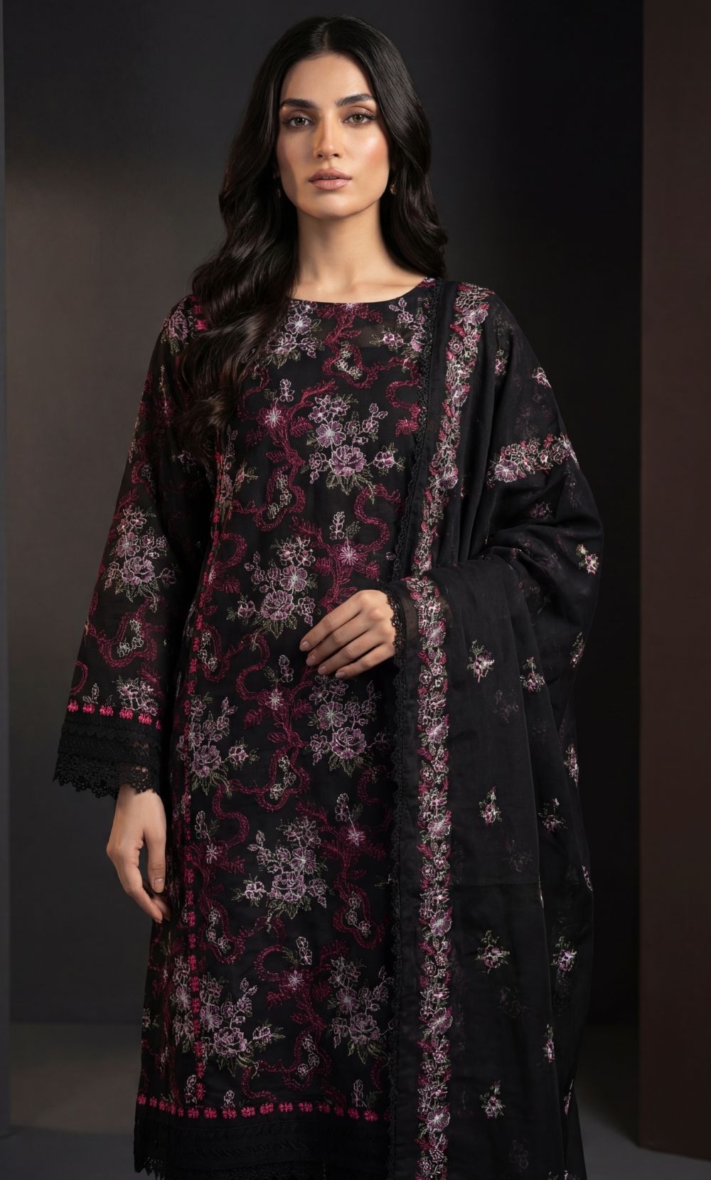 3PC Embroidered Unstitched Lawn Suit | Nafasat-01