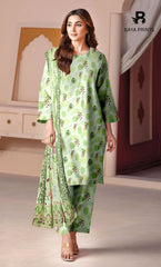 3 Piece Unstitched Printed Doria Linen  Suit  - BA-V4