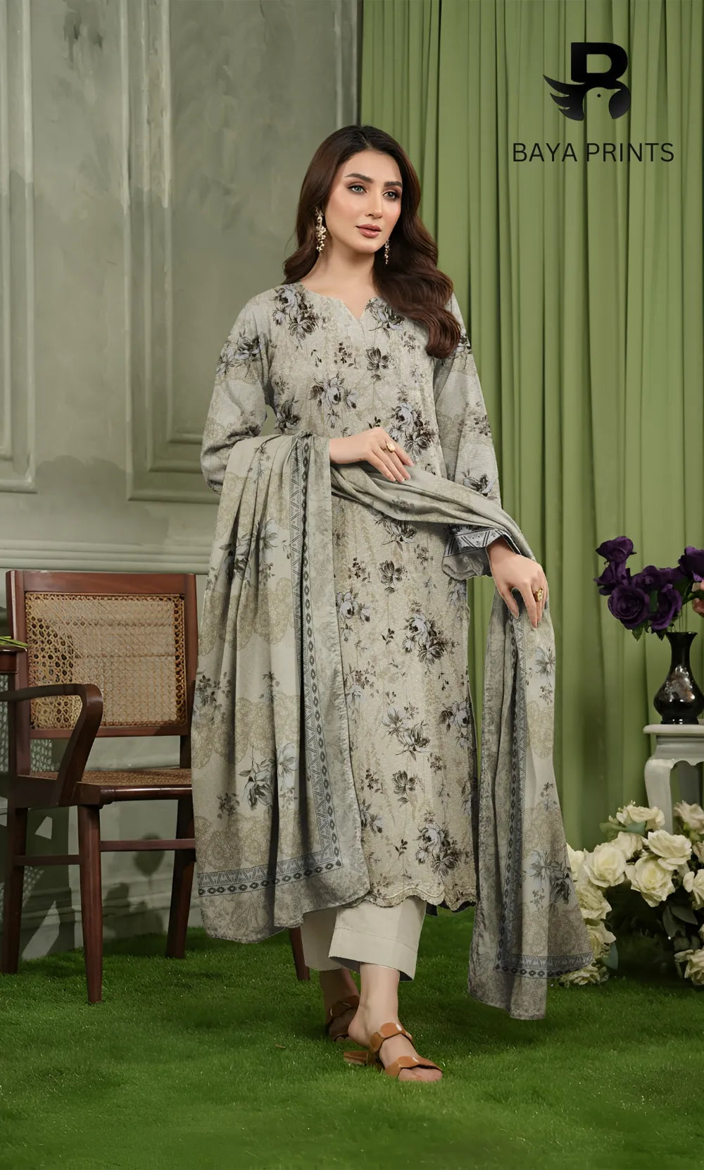 3 Piece Unstitched Karandi Suit BA-V10-1