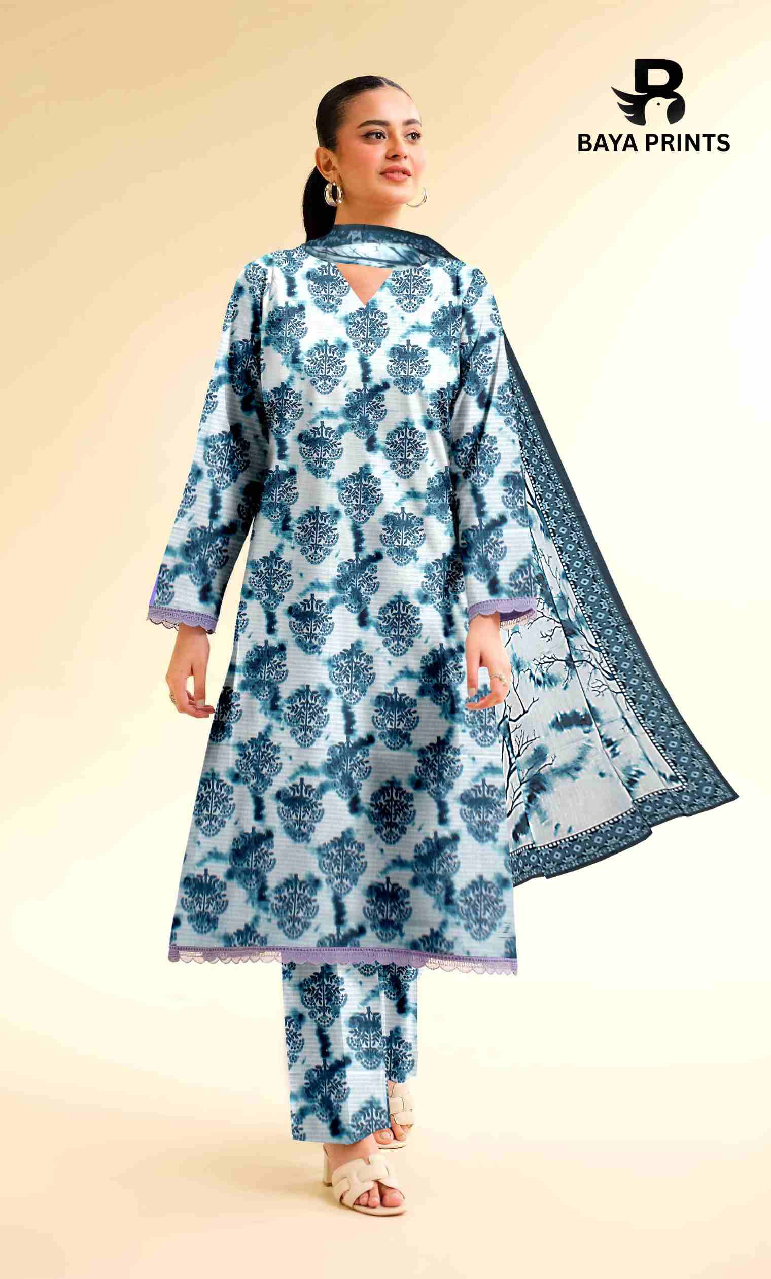 3 Piece Unstitched Printed Lawn Suit -BA-V25-4