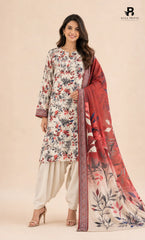 3PC Printed Linen | Unstitched | BA-V1-01
