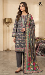 3PC Printed Karandi | Unstitched | BA-V1-01