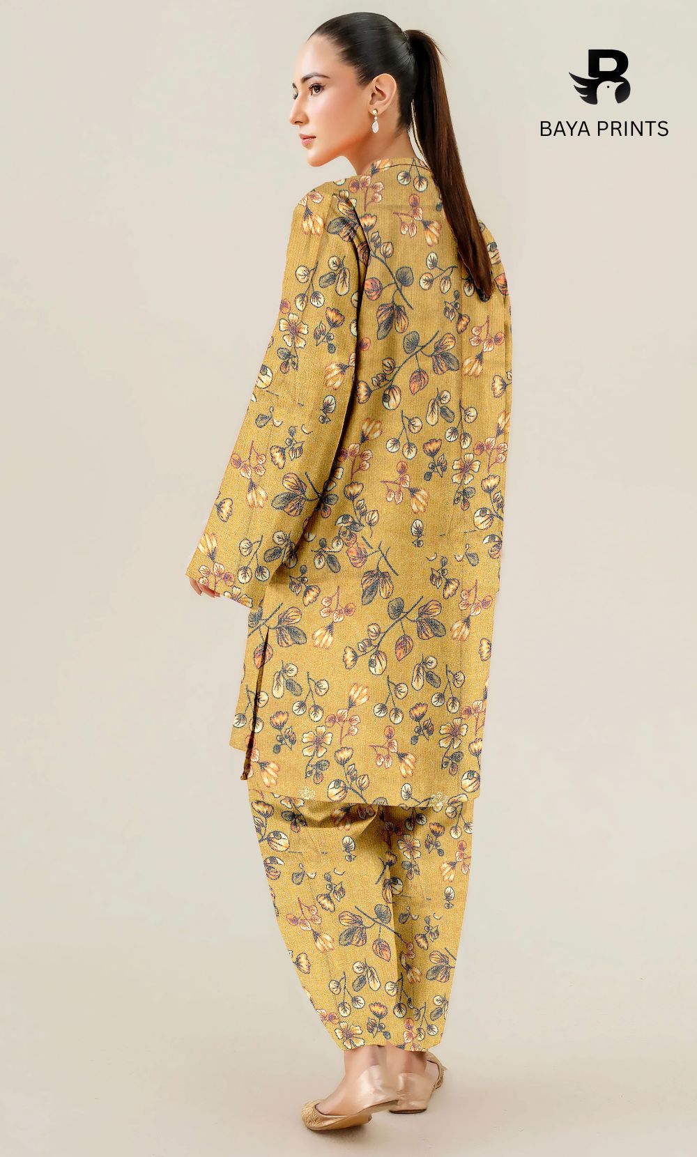 2-Piece Unstitched Dhanak Printed Suit with Embroidered Border-DE-V1-17