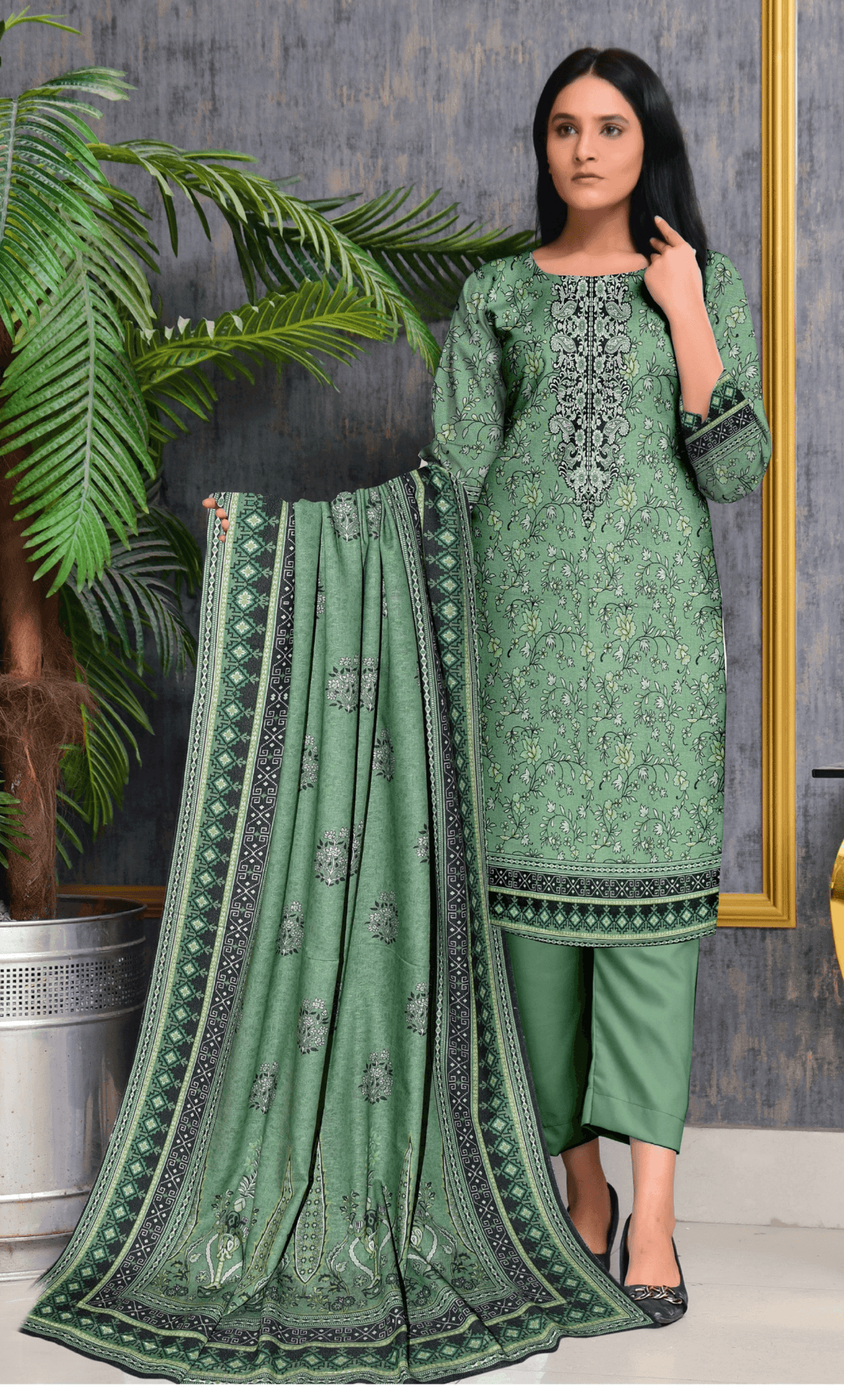 3 Piece Unstitched Karandi Suit -V1- 01