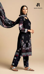 3 Piece Unstitched Printed Doria Viscose Suit with Bamber Dupatta BA-V7-011
