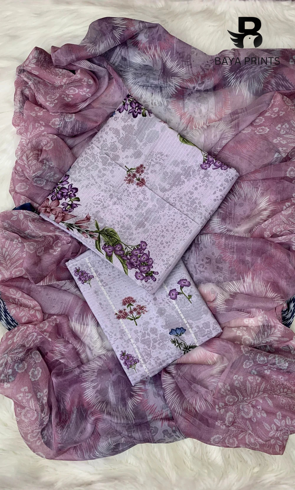 3 Piece Unstitched Printed Viscose Suit-BA-V7