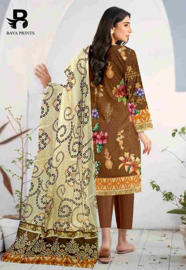 3 Piece Unstitched Printed Doria Viscose Suit  - BA-V2-008 Main Image