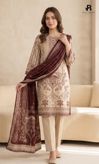 3PC Printed Linen | Unstitched | BA-V2-01