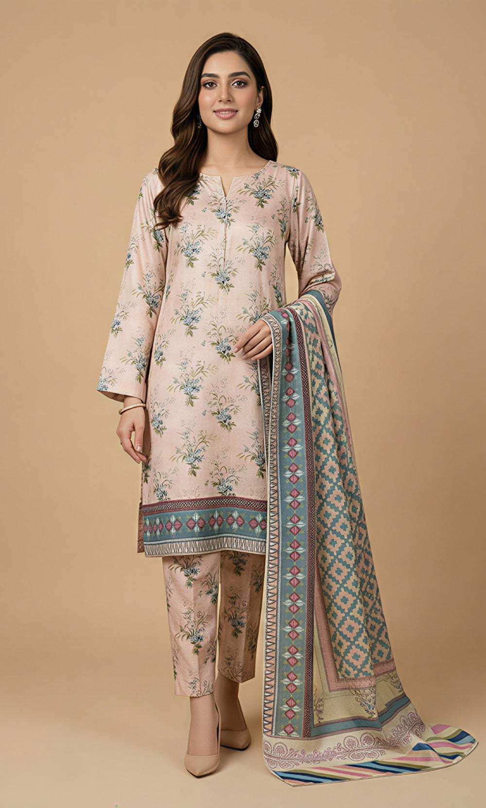 3 Piece Unstitched Printed Viscose Suit-BA-V11