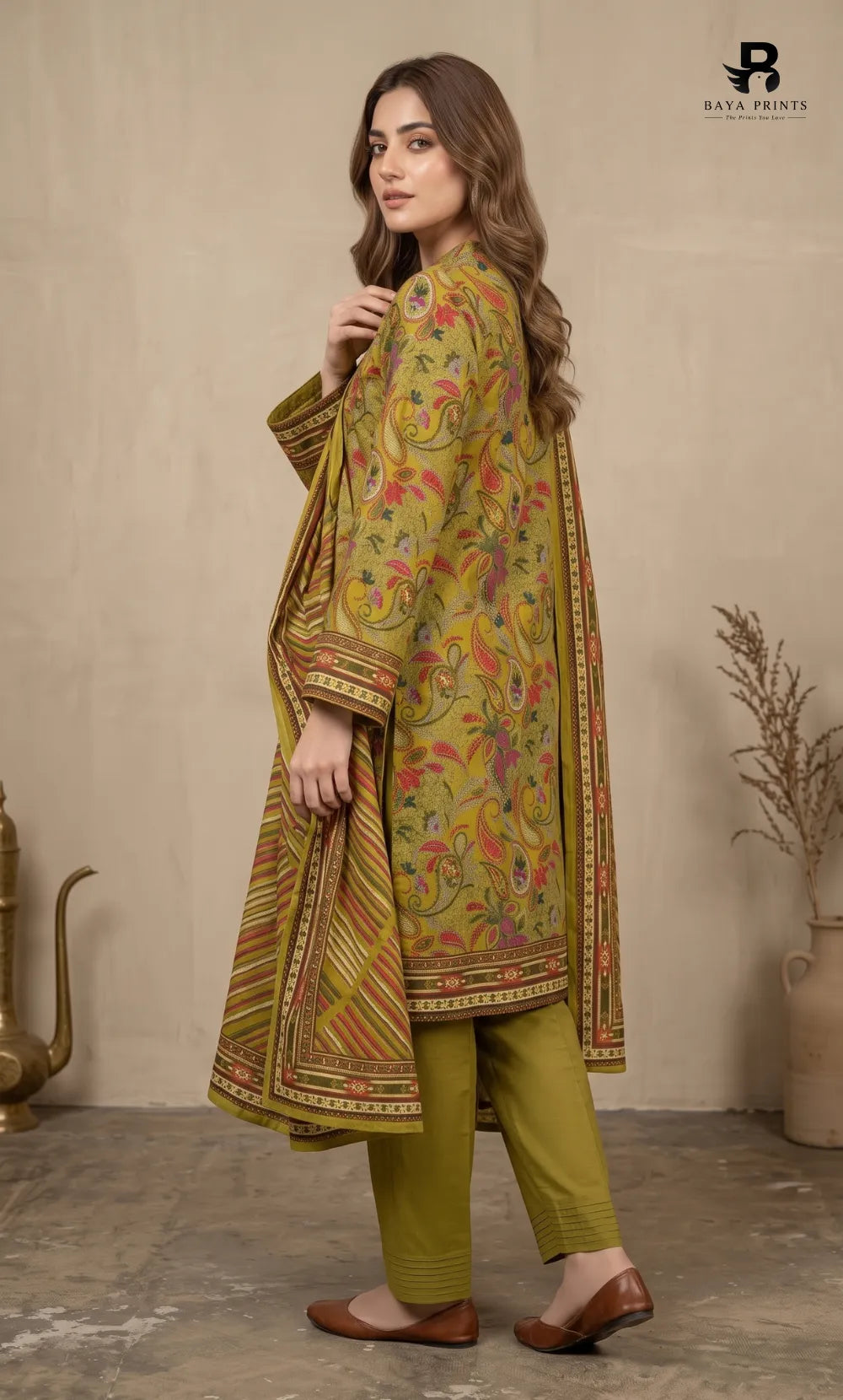 3PC Printed Karandi | Unstitched | BA-V1-08