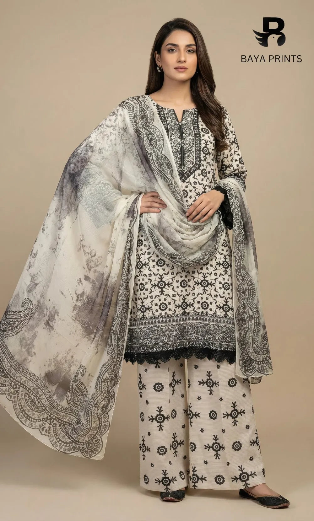 3 Piece Unstitched Printed Viscose Suit-BA-V7