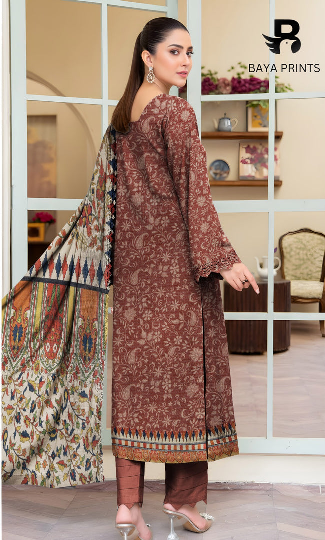 3 Piece Unstitched Karandi Suit BA-V8-9 Main Image