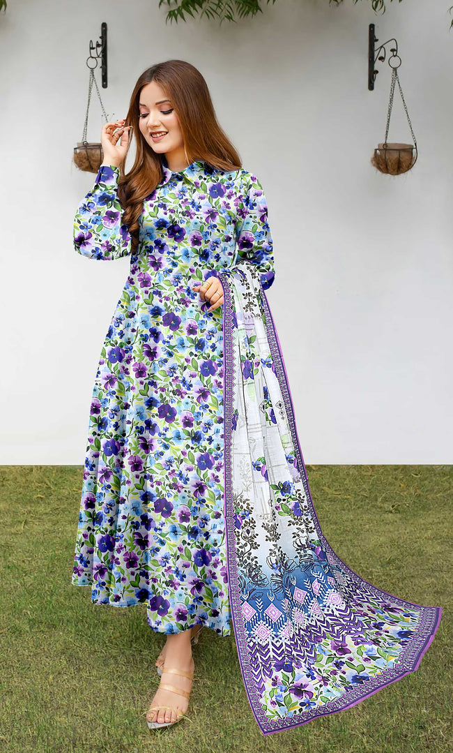 3 Piece Unstitched Premium Lawn Suit- BA-V-30-S33 Hover Image