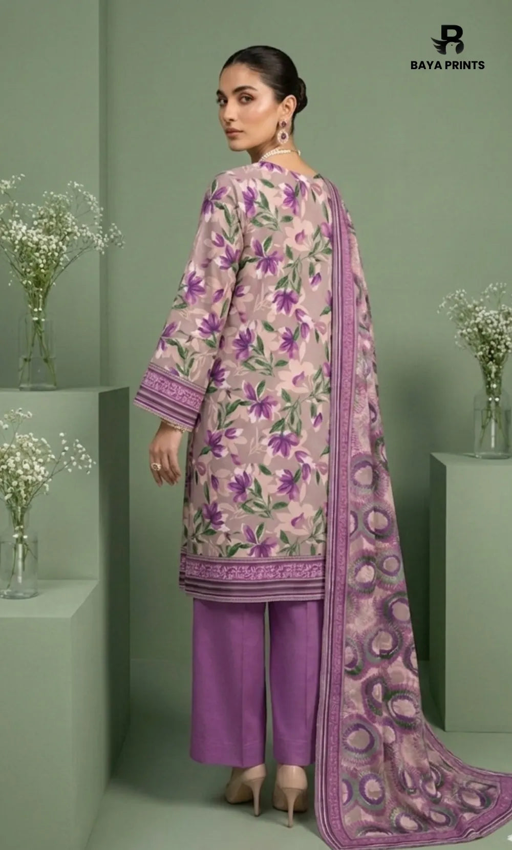 3PC Printed Lawn | Unstitched | BA-V25