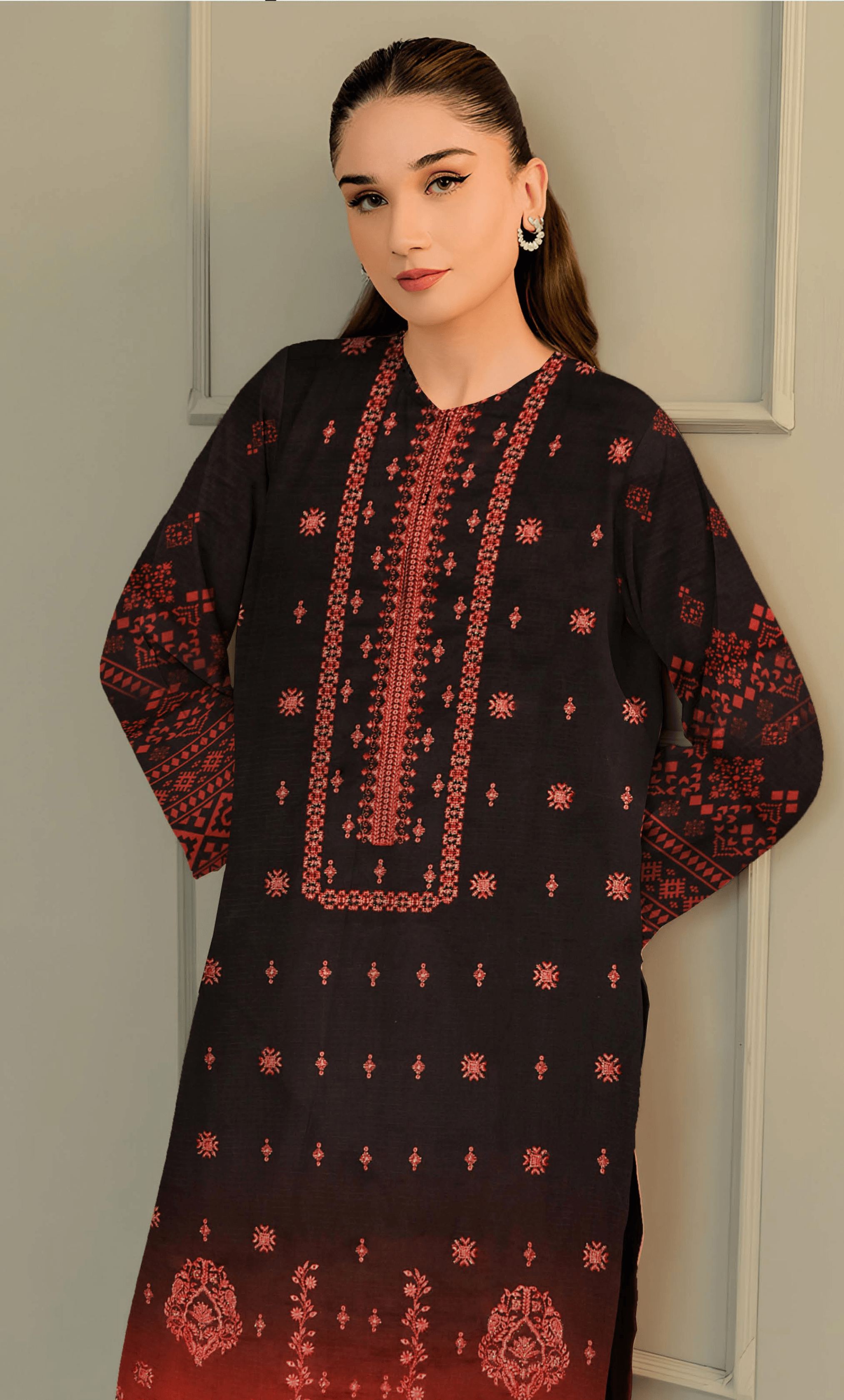 3PC Unstitched Embroidered Viscose Suit NA-05