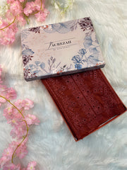 3-Piece Unstitched Luxury Embroidered Lawn Suit - Nutmeg