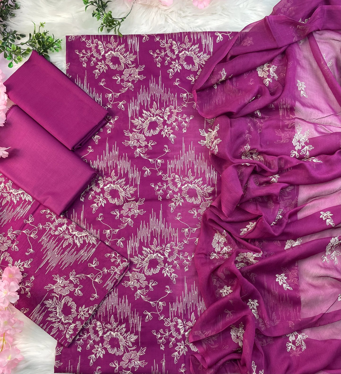 3PC Embroidered Unstitched Lawn Suit | Nafasat-04