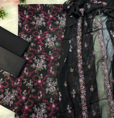 3PC Embroidered Unstitched Lawn Suit | Nafasat-01
