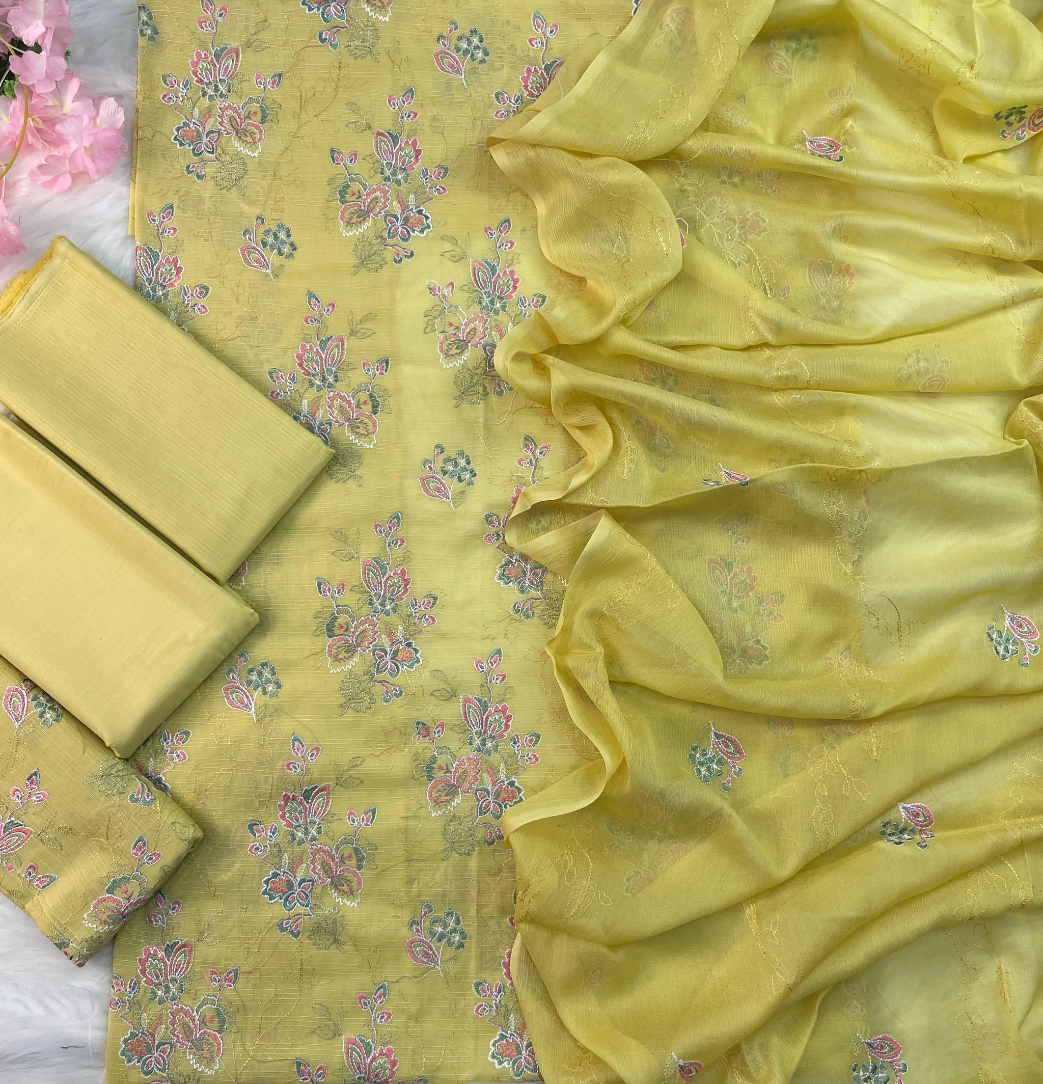 3PC Embroidered Unstitched Lawn Suit | Nafasat-03