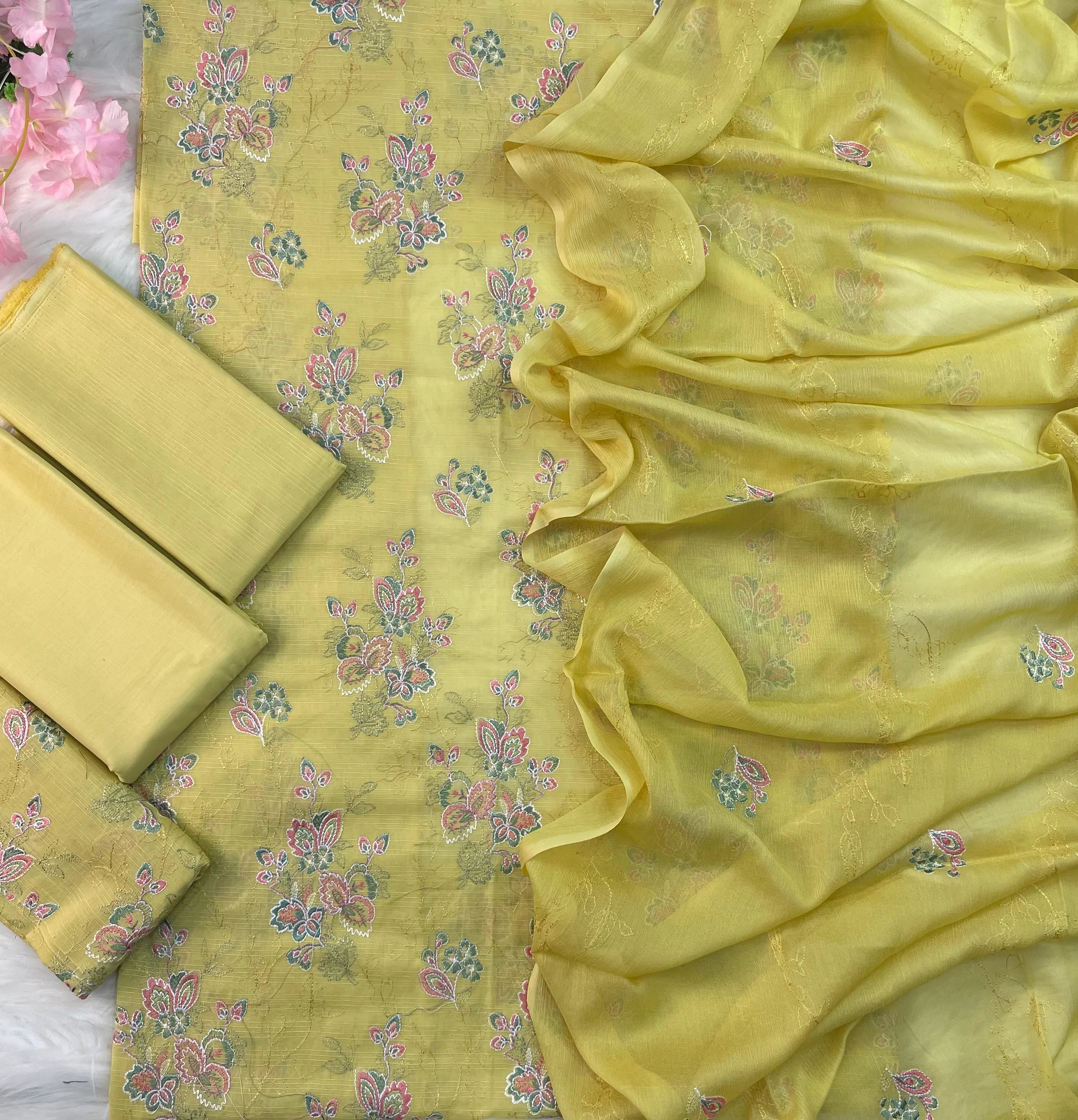 3PC Embroidered Unstitched Lawn Suit | Nafasat-03