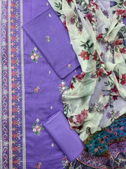 3-Piece | Unstitched Luxury Embroidered Lawn Suit | Nayab