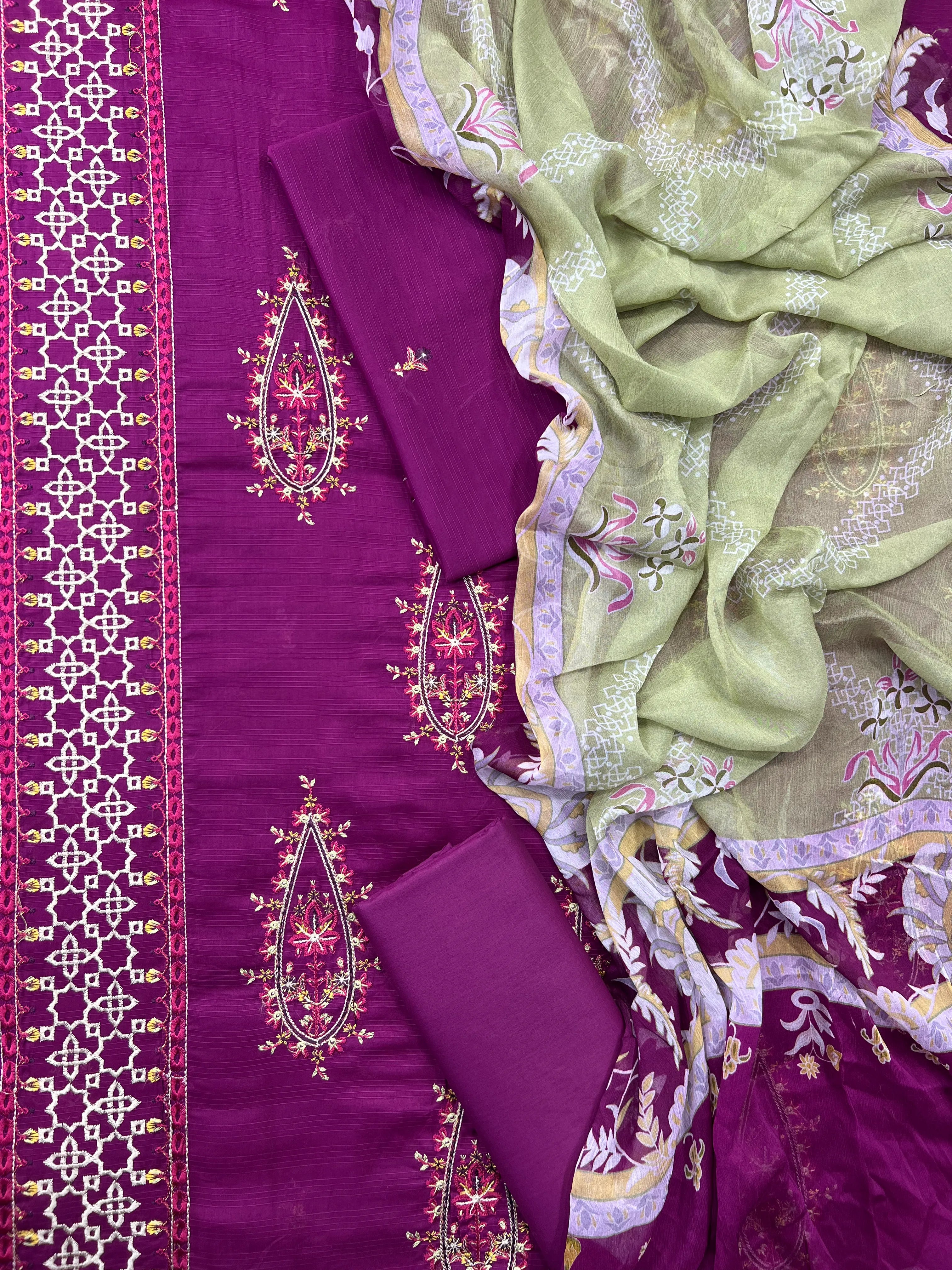 3-Piece | Unstitched Luxury Embroidered Lawn Suit | Nayab