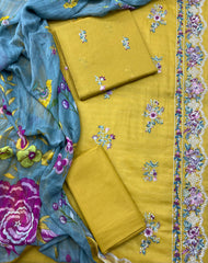 3-Piece | Unstitched Luxury Embroidered Lawn Suit | Nayab