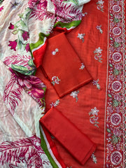 3-Piece | Unstitched Luxury Embroidered Lawn Suit | Nayab