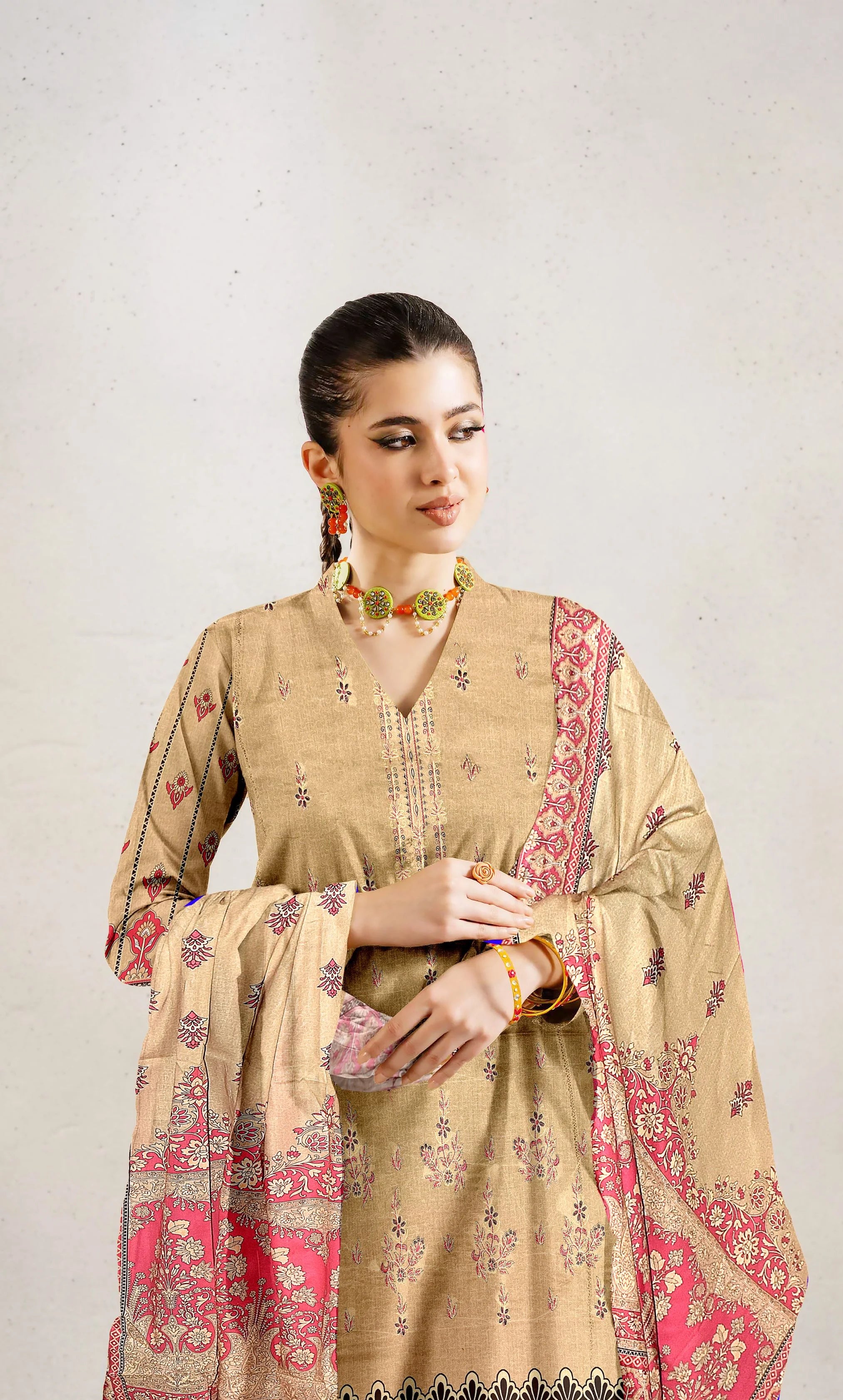 3PC Embroidered Unstitched Lawn Suit -NA-V15-10
