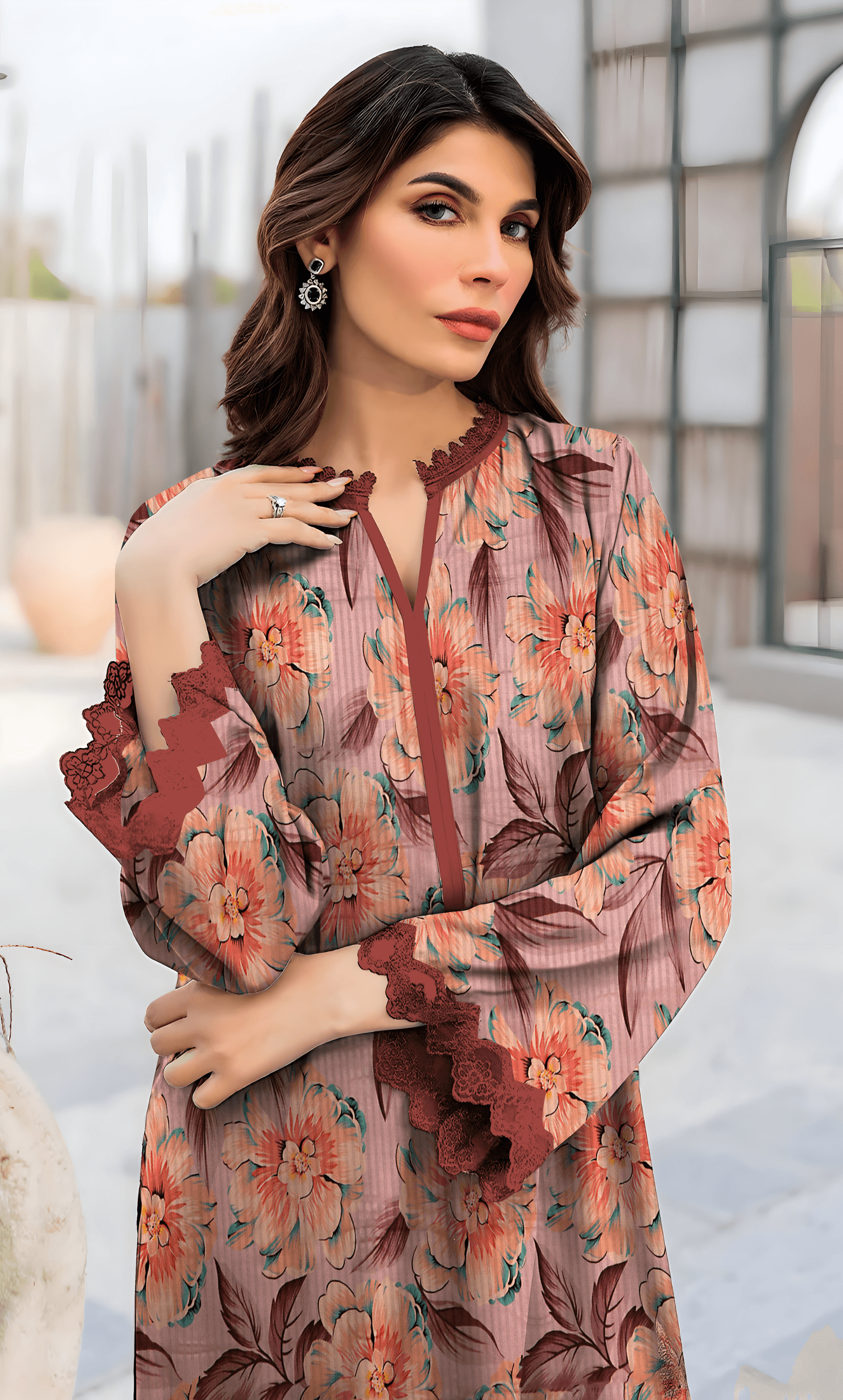 2PC Premium Linen Unstitched-DE V6 -020