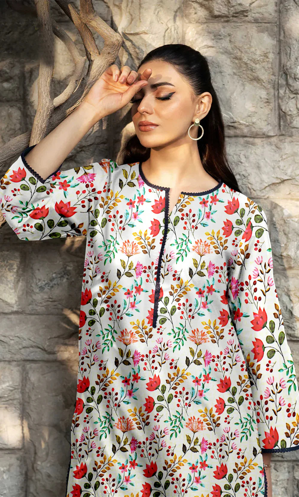 3 Piece Unstitched Printed Lawn Suit With Bamber Chiffon Dupatta - BA-V-15 -8