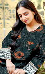 3 Piece Unstitched Printed  Dobby Lawn Suit -BA-V17-10