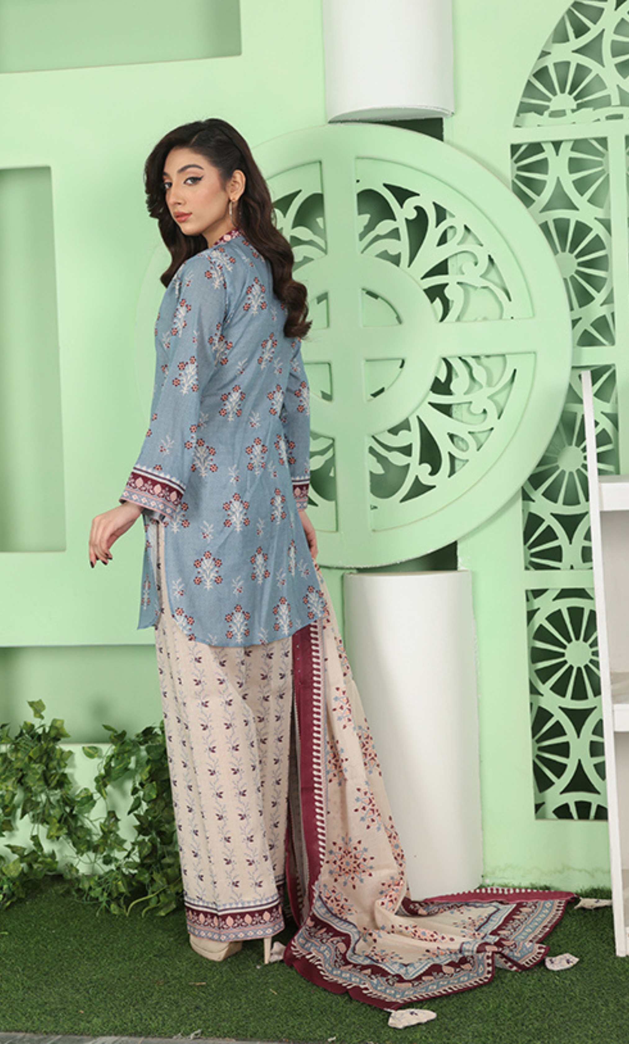 3PC Unstitched Premium Printed Lawn Suit - BA-V1-08