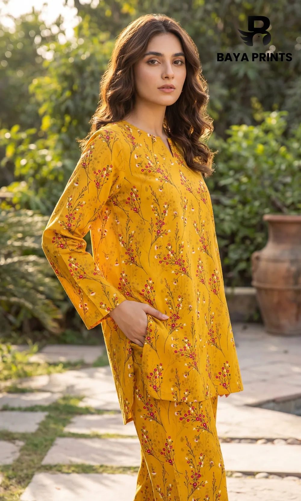 2PC Unstitched Printed Lawn Suit -Orlina