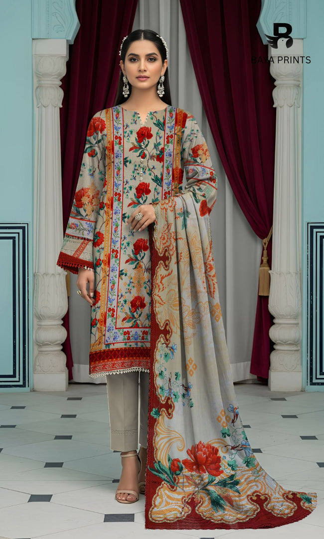 3 Piece Unstitched Karandi Suit BA-V6 008 Hover Image