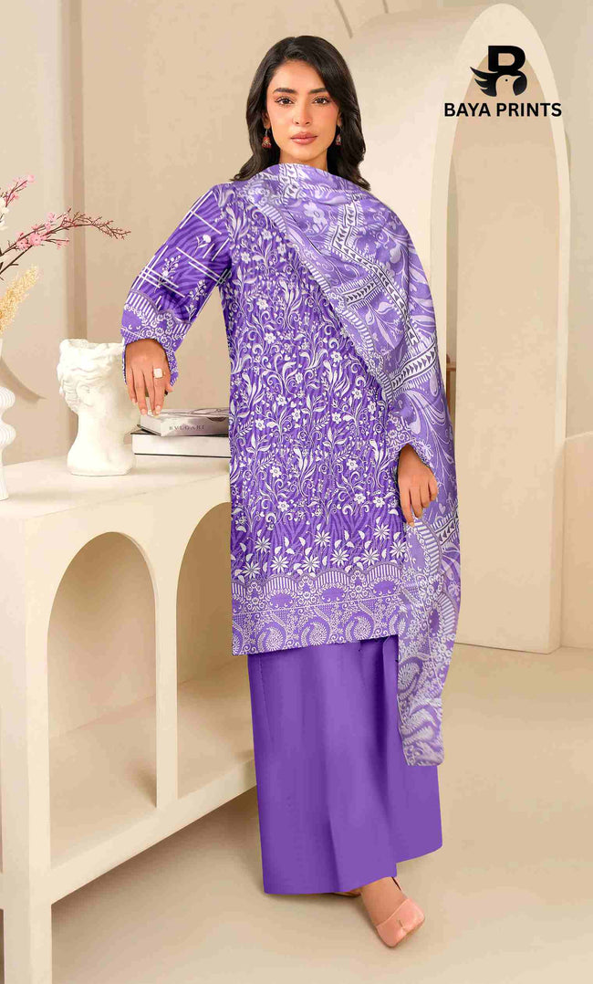 3 Piece Unstitched Printed Lawn Suit -BA-V28-10 Hover Image