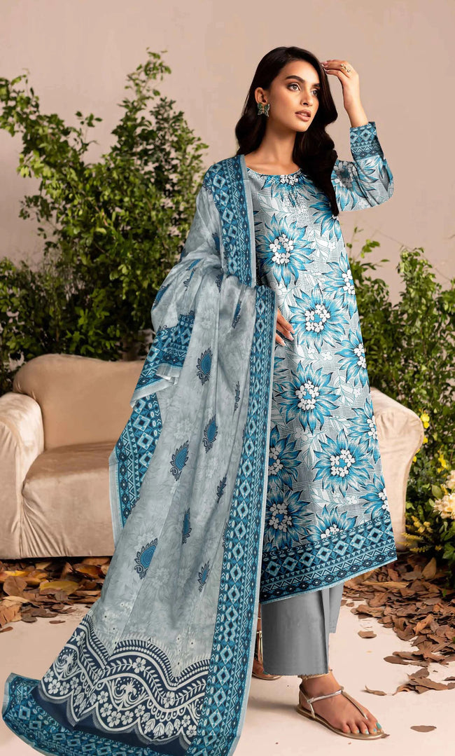 3 Piece Printed Unstitched Lawn Suit | SE-B-10 Hover Image