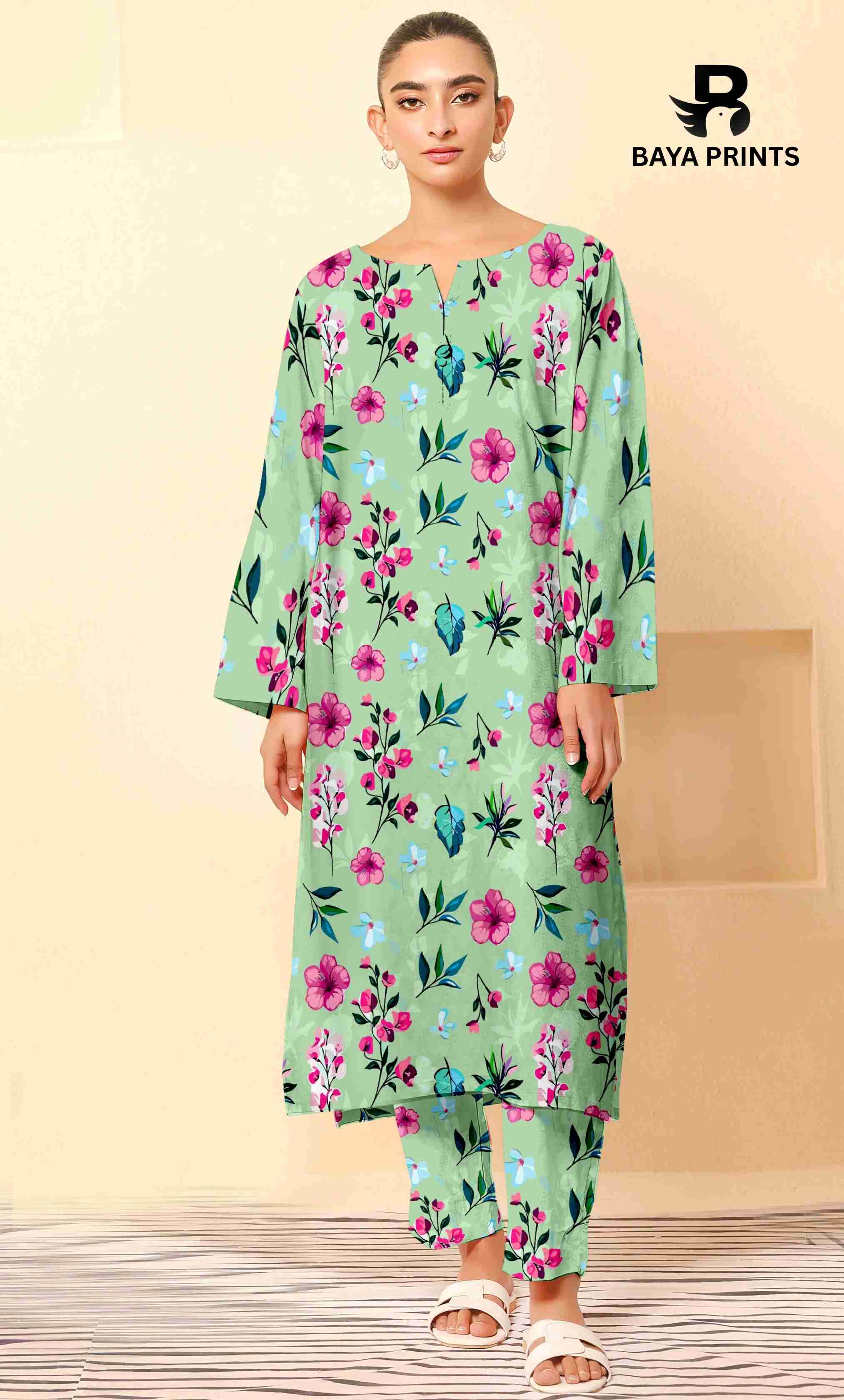 2PC Unstitched Printed Lawn Suit - BA-V7-06