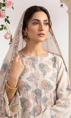 3PC Premium Embroidered Karandi | Unstitched | Nazakat - 08