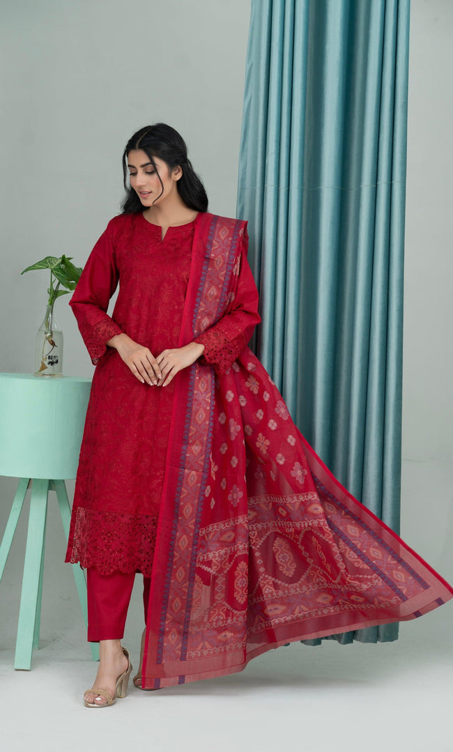 3PC Embroidered Unstitched Lawn Suit -Z 01 Hover Image